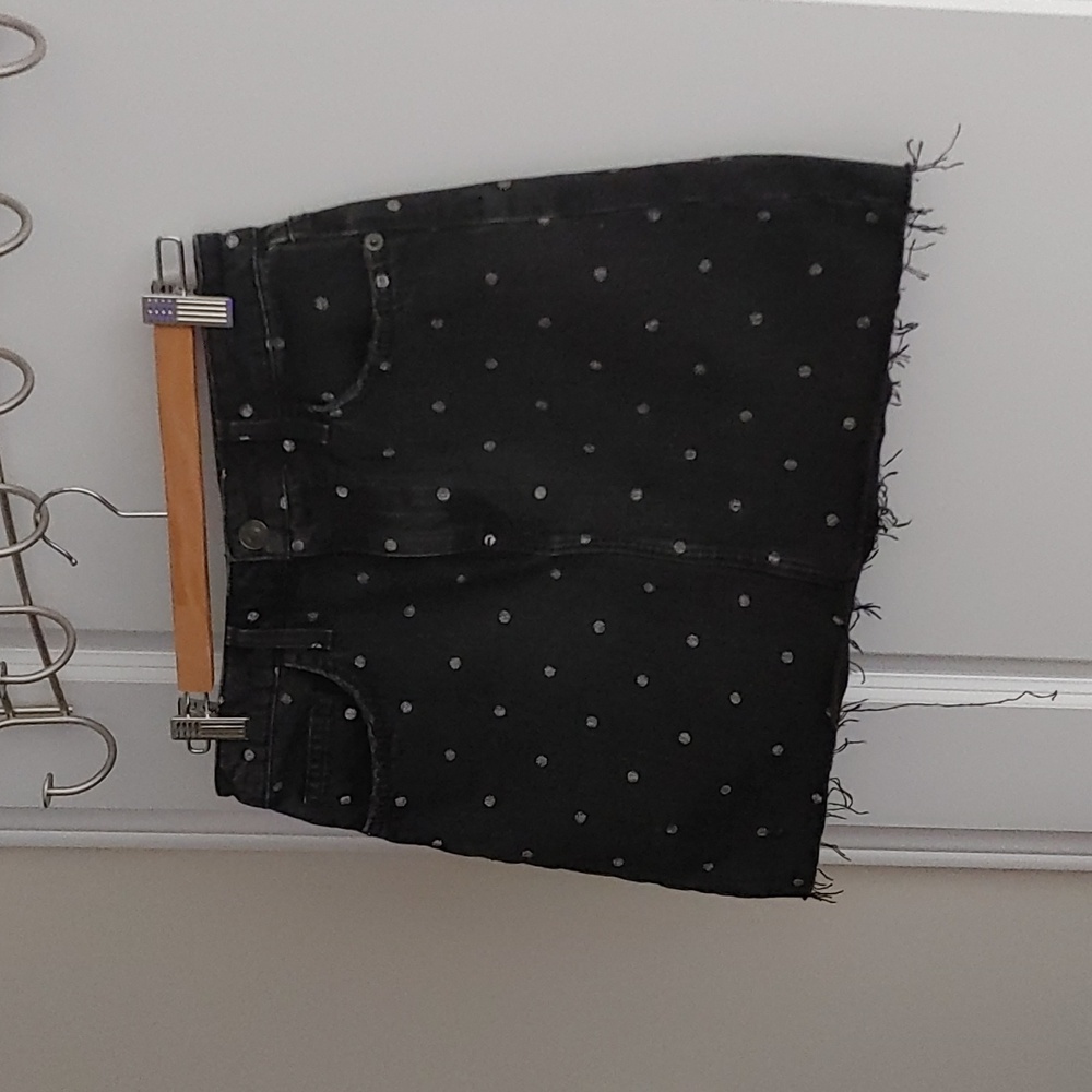 Current/Elliott Polka Dot Denim Mini Skirt